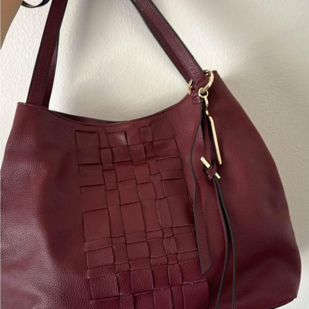 Vince Camuto Red Shoulder Bag with Woven Detailing